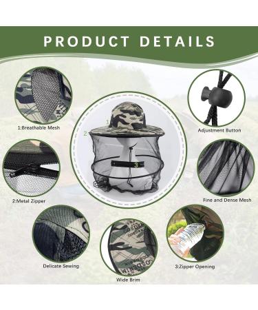 Mosquito Hat with Removable Netting | Camo Gray Midge Head Net for Outdoor Activities - Buy Online on GoSupps.com