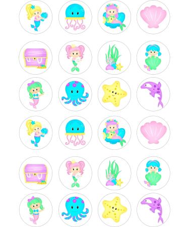 Mermaids 24 pre-cut edible party decorations Wafer Paper Cupcake Topper Cake - Buy Online on GoSupps.com