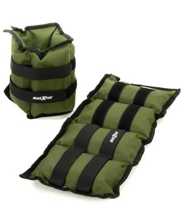 MAXXIVA weight cuffs running weights set olive green 2 x 2.5kg filling iron sand jogging workout running training arm weight leg weight