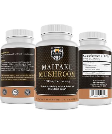 HMS Nutrition Maitake Mushroom 1500mg - 120 Vegan Capsules - 2 Month Supply - Buy Online on GoSupps.com