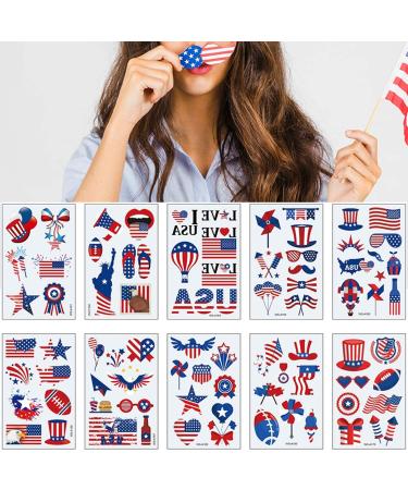 4th of July Temporary Tattoo Stickers - USA Flags & Stars Body Art for Men & Women - Buy Online on GoSupps.com