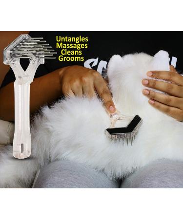 Untangler Mini Rake Pet Comb - Long V-Shape Double Row Stainless Steel Teeth for Easy Mat Removal - Buy Online on GoSupps.com