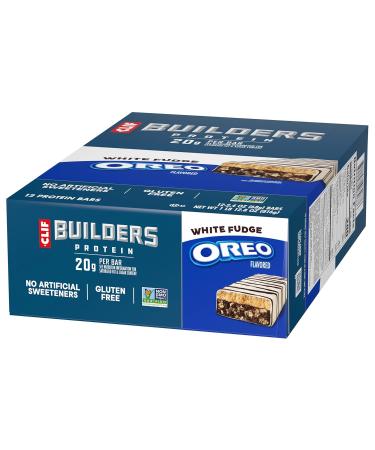 CLIF BUILDERS Protein Bars - White Fudge OREO-Flavored - 20g Plant Based Protein - Gluten Free - Non-GMO - Low Glycemic - No Artificial Sweeteners - 2.4 oz. (12 Pack) - Buy Online on GoSupps.com