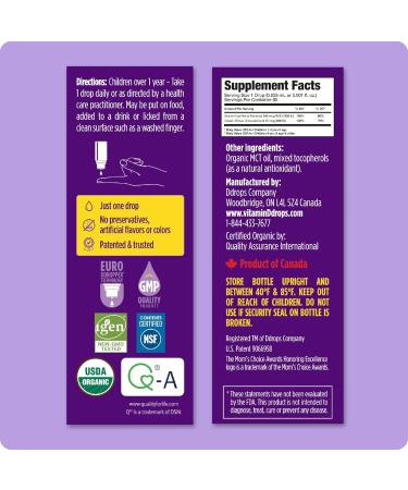 Ddrops Kids Organic Liquid Vitamins Daily Vitamins A&D Drops for Kids 60 Drops. Supports Eye Health Bone Development and Immune Function. Certified Organic Non-GMOs Allergy-Friendly 0.06 Fl Oz (Pack of 1) - Buy Online on GoSupps.com