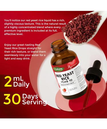 Q'ankyaq Red Yeast Rice with CoQ10 Liquid Drops 1200mg Red Rice Yeast Extract for Cholesterol Health CoQ10 200mg for Heart Support with Omega-3 Citrus Bioflavonoids & Bromelain 2 FL OZ - Buy Online on GoSupps.com