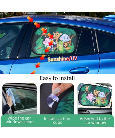 Car Sun Protection for Babies | UV Protection Sun Visors with Suction Cups | 2-Piece Animal Motif Set - 51x31cm - Buy Online on GoSupps.com