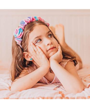 FROG SAC 2 Tie Dye Satin Rosette Headbands for Girls - Dressy Ruched Hair Accessories for Kids - Buy Online on GoSupps.com
