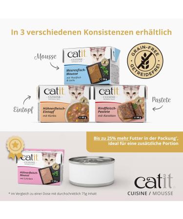 Catit Cuisine Chicken Mousse with Pork 90 g Catit Cuisine Beef Stew with Veggies 95 g Cat Food Wet Cat Food Cat Food Wet Nourriture Pour Chat Cat Wet Food Chat Kitten Food Canned Cat Food - Buy Online on GoSupps.com