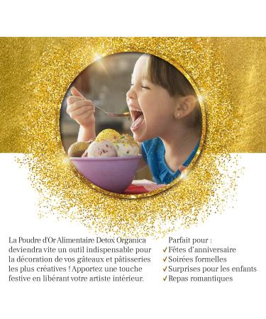 Detox Organica Poudre Alimentaire Or 10G - Colorant Alimentaire 100% ALIMENTAIRE - Paillettes Comestibles - D coration G teaux Chocolat Macarons Cocktails Boissons... D versez votre cr ativit ! - Buy Online on GoSupps.com