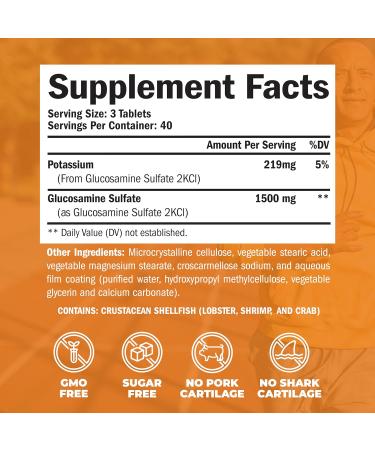 Buy Glucosamine Sulfate 1500mg Joint Support | Cartilage & Bone Health Supplement | 120 Count for Occasional Discomfort Relief - Buy Online on GoSupps.com