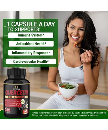 Quercetin Supplement 4660mg with Bromelain & Black Pepper Extract - Cardiovascular & Immune Support - Antioxidant - 3 Months Supply - Buy Online on GoSupps.com