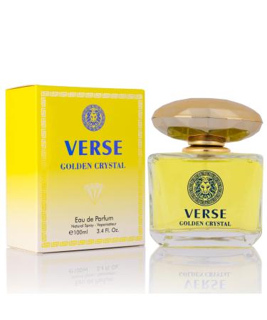 Verse Golden Crystal for Women 3.4 fl Oz - Floral Fruity Fragrance - Top Notes of Amalfi Lemon Bergamot & Neroli - Base Notes of Guaiac Wood Amber & Musk - Free of Parabens - Elegant 100ml Bottle