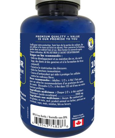 Promise 100% Pure Ascorbic Acid Vitamin C Powder 2000 mg of Vitamin C per Serving Unflavored Non-GMO Gluten-Free 450 grams - Buy Online on GoSupps.com