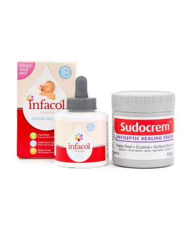 Infacol & Sudocrem New Born Bundle | Includes Infacol Colic Drops 85ml + Sudocrem Antiseptic Healing Cream 125g | Colic relief for babies and Nappy Rash Cream