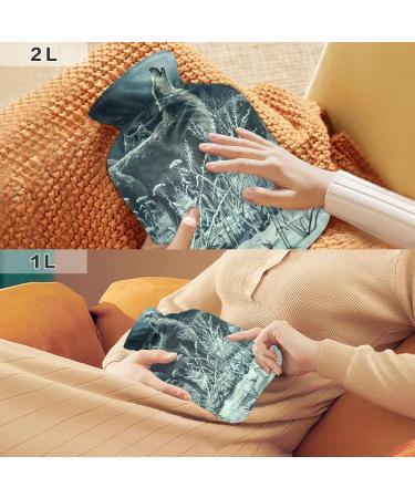Wolves Howls Moon Hot Water Bottle - 1L BPA Free Small Pain Relief & Hot/Cold Compress - Buy Online on GoSupps.com