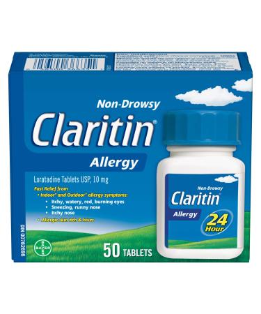 Claritin Allergy Medicine 24-Hour Non-Drowsy Relief 10 mg 50 Tablets