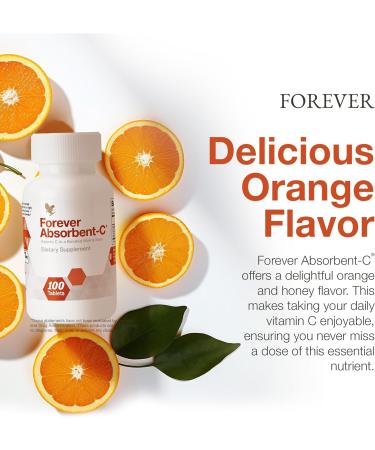 Forever Living - Absorbent-C - Orange Honey Flavor with Oat Bran - Vitamin C for Immune Support and Skin Health - 100 Chewable Tablets (Pack of 2) - Buy Online on GoSupps.com