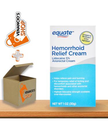 Equate Hemorrhoid Relief Cream with 5% Lidocaine Topical Ointment Anorectal Hemorrhoid Cream 1 Oz + Includes Venancio sfridge Sticker