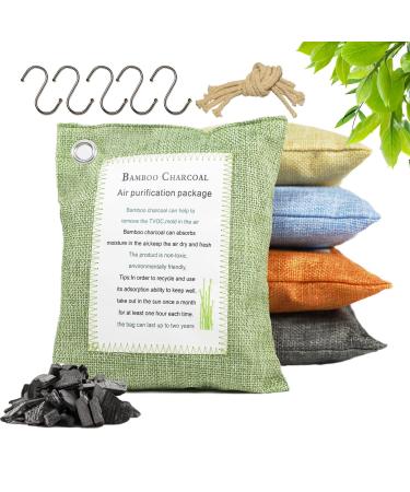 Bamboo Activated Charcoal Air Purifying Bags 5x200g Charcoal Odor Absorber Car and Home Air Fresheners Moisture Absorbers Shoe Deodorizer Pet Odor Eliminator
