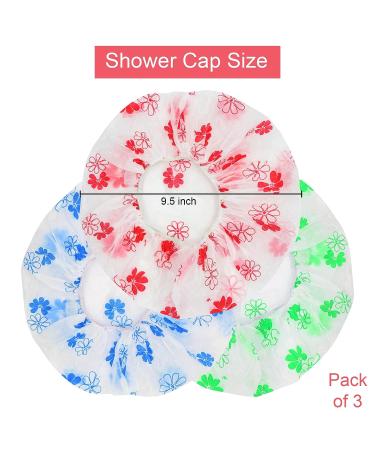 3 Pcs Waterproof Reusable Shower Caps with Elastic Band - Ideal for Long Hair - Great for Women, Ladies, Girls, Kids - Perfect for Spa and Salon Use - Buy Online on GoSupps.com