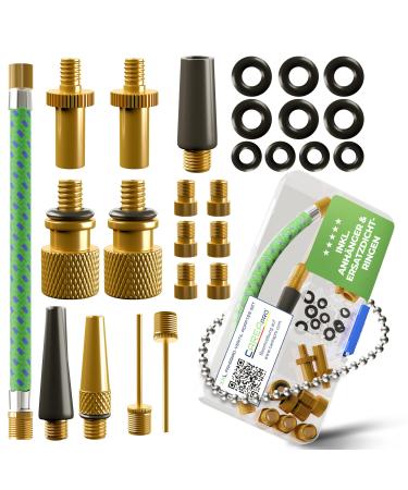 CAREAPRO - Bicycle valve adapter set - 28 parts - High -quality valve adapters for air pump and compressor |DV AV SV Ball needle and co.