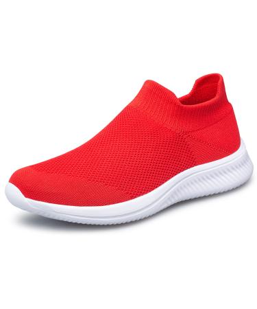 YHOON Women's Orthopedic Walking Shoes  Arch Support Shoes for Plantar Fasciitis Casual Slip on Shoes for Foot and Heel Pain Relief 5.5 Chili Red
