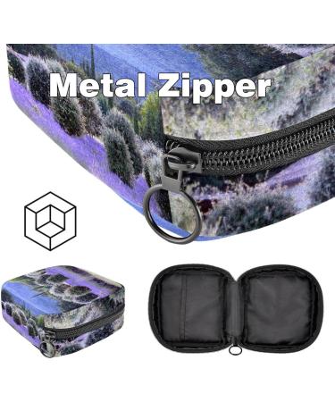Womens Lavender Purple Flowers Tampon Storage Bag | Zip Pocket & Binding Design | Stylish Menstrual Tied Bags - Multi-use - Buy Online on GoSupps.com
