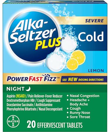 Alka-Seltzer Plus Severe Night Cold Effervescent Tablets 20ct - Fast Relief - Buy Online on GoSupps.com