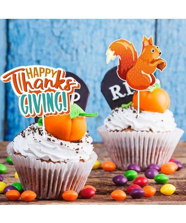 Whaline 72Pcs Thanksgiving Cupcake Topper 12 Designs Turkey Pumpkin Maple Leaf Gnome Cupcake Picks Cartoon Fall Food Picks with Sticks Glue Point for Autumn Thanksgiving Party Supplies Cake Decor - Buy Online on GoSupps.com