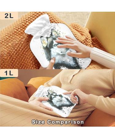 NAANLE 2L Hot Water Bottle - Watercolor Husky Design for Pain Relief & Heat Therapy | Transparent Hand Warmer & Bed Companion - Buy Online on GoSupps.com