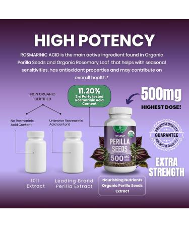 Organic Perilla Seed Extract with 9% Rosmarinic Acid - USDA Certified - Allergy Relief Respiratory and Immunity Booster- Th2 Cytokines Naturally Occurring Luteolin - 500mg 90 capsules - Buy Online on GoSupps.com