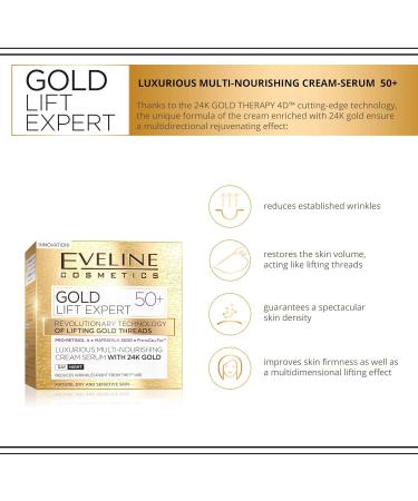 Eveline Cosmetics Gold 24K Anti-Wrinkle Firming Cream - Day & Night Treatment 100ml - Strong Lift Expert - Buy Online on GoSupps.com