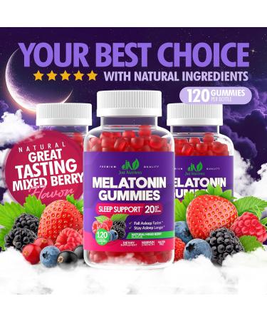 Melatonin 20mg Gummies (120 Count) - Maximum Strength Sleep Support for Adults with 10mg of Melatonin Per Gummy - Gluten-Free, Non-GMO, Vegetarian, Great Tasting Mixed Berry Flavor - 60 Servings 120 Count (Pack of 1) - Buy Online on GoSupps.com