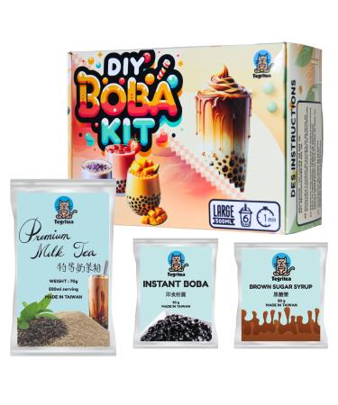 Tegritea DIY Boba Kit - Instant Tapioca Pearl Real Tea Milk Tea Fruit Tea 20-second Boba Gift Set (Brown Sugar Milk Tea)