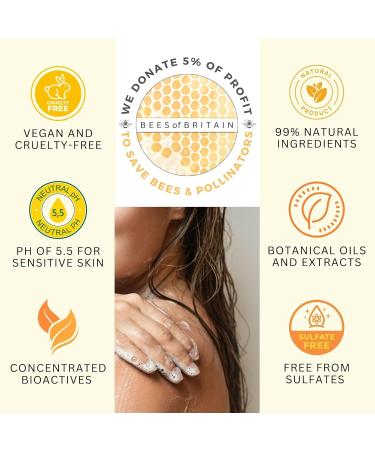 BEES of BRITAIN - 99% Natural - Body Wash - Honey Lavender. No Sulfates/Parabens. pH 5.5 Sensitive Skin. We Donate 5% of our Profit to Save Bees + Pollinators. 250ml - Buy Online on GoSupps.com