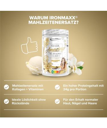 Ironmaxx Meal Replacement + Collagen X - Vanilla Ice Cream | High Protein Gluten-Free | 550g | Collaborated with Mariia Arsentyeva | Boost Your Nutrition - Buy Online on GoSupps.com