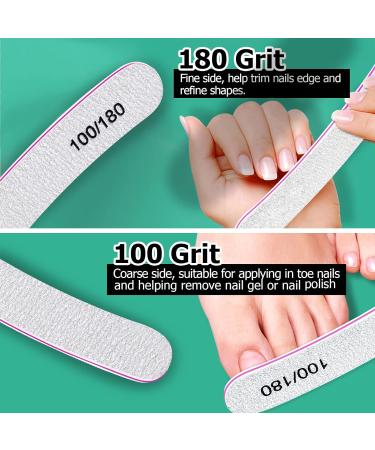 FANDAMEI 15pcs 100/180 Nail File Set - Double Sided Emery Boards for Nail Care in Home and Salon - Professional Nail Styling Tools for Gel Nails - Curved 7 0.74 inch - Buy Online on GoSupps.com