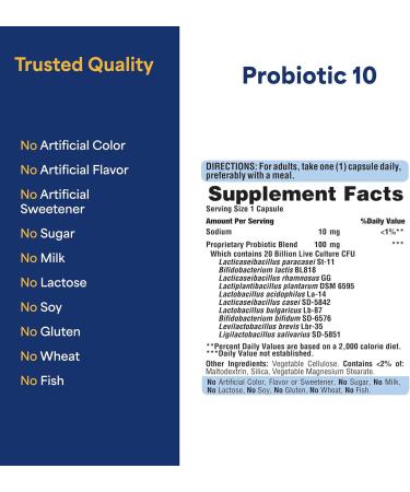 Puritan's Pride Probiotic 10 with Vitamin D to Help Support Immune System Health* 60 Count White 60 Count (Pack of 1) - Buy Online on GoSupps.com