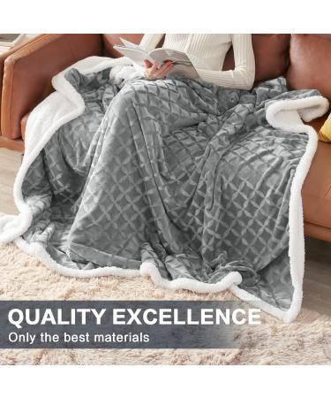 Inhand Sherpa Throw Blanket Twin Size 65x90 Grey - Cozy & Reversible Fleece Blanket for Couch Sofa Bed - Soft & Plush Lap Blanket - Buy Online on GoSupps.com