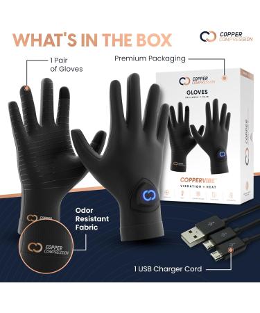 Copper Compression CopperVibe Heated Therapy Gloves for Arthritis & Pain Relief - Vibration & Heat Massage for Men & Women - Buy Online on GoSupps.com