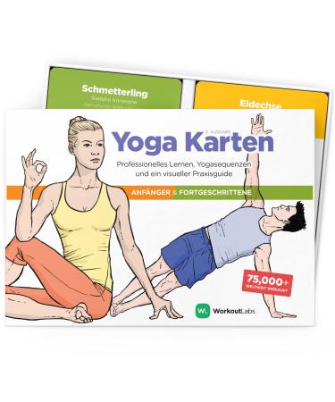 Workoutlabs Yoga maps I & II - complete set: professional learning class sequencing and practice manual - Plastic yoga cards children/parents with Sanskrit German