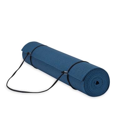 Gaiam Essentials Premium Yoga Mat with Yoga Mat Carrier Sling (72"L x 24"W x 1/4 Inch Thick) Navy