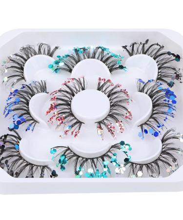 Christmas Glitter False Eyelashes - 5 Styles, Dramatic & Colorful 3D Layered Festive Faux Mink Lashes for Party & Masquerade - Buy Online on GoSupps.com