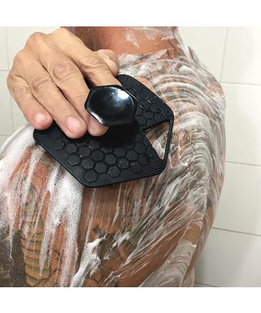 Silicone Body Scrubber & Storage Hook - Gentle Exfoliating Shower Brush for All Skin Types - Reusable Bath Brush in Black - Buy Online on GoSupps.com