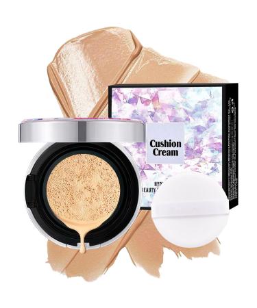 Air Cushion CC Cream - Long-Lasting & Waterproof BB Cream Foundation for Face Makeup and Mature Skin Brightening & Moisturizing Full Coverage Self Adjusting Concealer for Even Skin Tone (Natural)