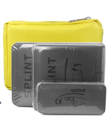 Asylum Splints rail: 3 sizes packs of splitschiene immobilization rail for injured fingers neck leg knee foot wrist hand arm injuries with a handbag gray