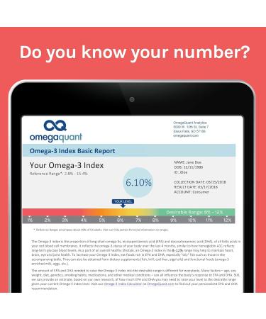 OmegaQuant Omega-3 Index Basic - The Original Omega-3 Blood Test Kit with one Drop of Blood Home Kit Includes Blood Collection Kit | 1 Omega-3 Test Kit - Buy Online on GoSupps.com