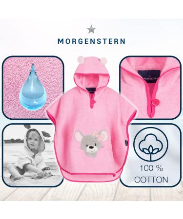 Morning Star Badeponcho 100% Cotton Hooded Baby Bath Towel for Girls & Boys (1-3 Years) - Oeko-Tex Pink Mouse Bathrobe - Buy Online on GoSupps.com