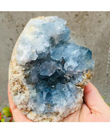 1pc Natural Celestite geode Quartz Cluster Crystal Stone Home Decorated Stones Sphere PEIQIYIN Stone Mineral Specimen - Buy Online on GoSupps.com