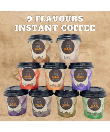 Coffee Gift Set - 9 Instant Coffee Travel Cup Set - Cappuccino Irish Cream Almond Hazelnut Caramel Peppermint White Latte and Mocha Flavoured Coffee - Birthday Gifts for Men and Women - Buy Online on GoSupps.com